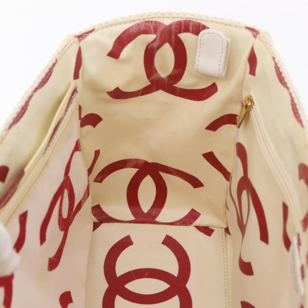 Chanel White Raffia Tote