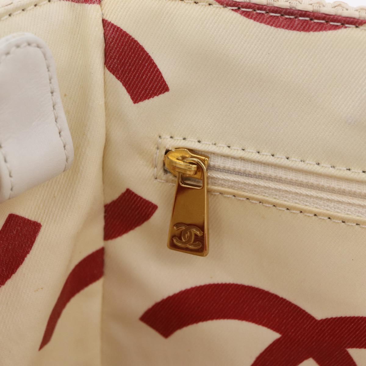 Chanel White Raffia Tote