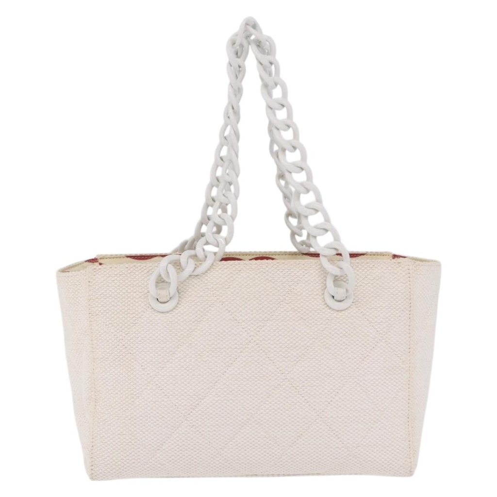 Chanel White Raffia Tote