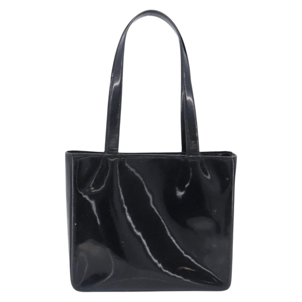 Chanel Black Patent Embossed Logo Tote