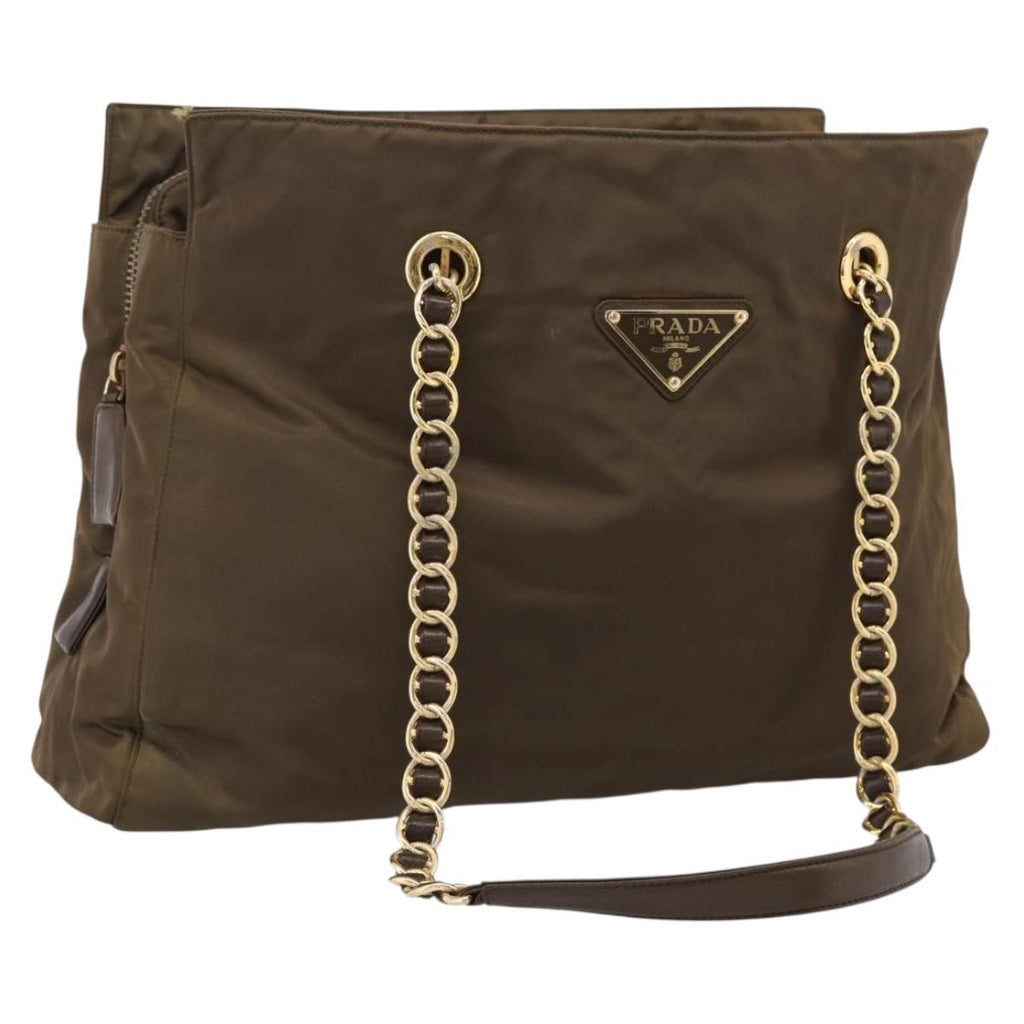 Prada Brown and Gold Strap Shoulder Bag