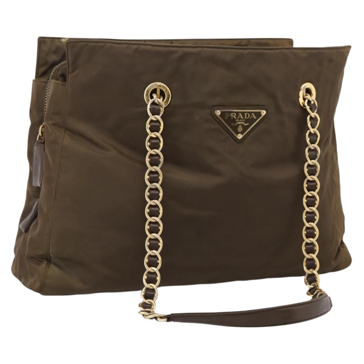 Prada Brown and Gold Strap Shoulder Bag