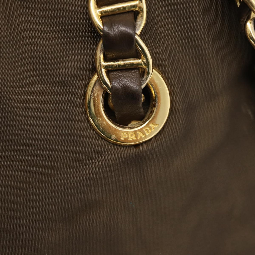 Prada Brown and Gold Strap Shoulder Bag