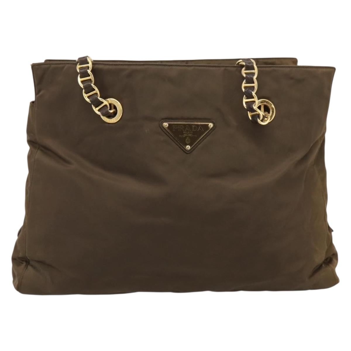 Prada Brown and Gold Strap Shoulder Bag
