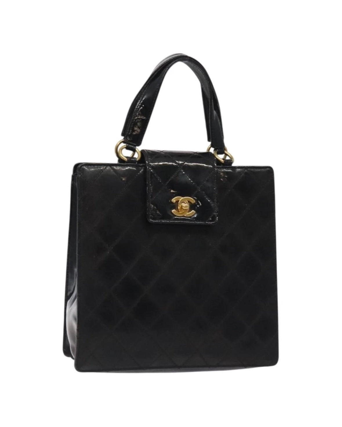 Chanel black patent handbag