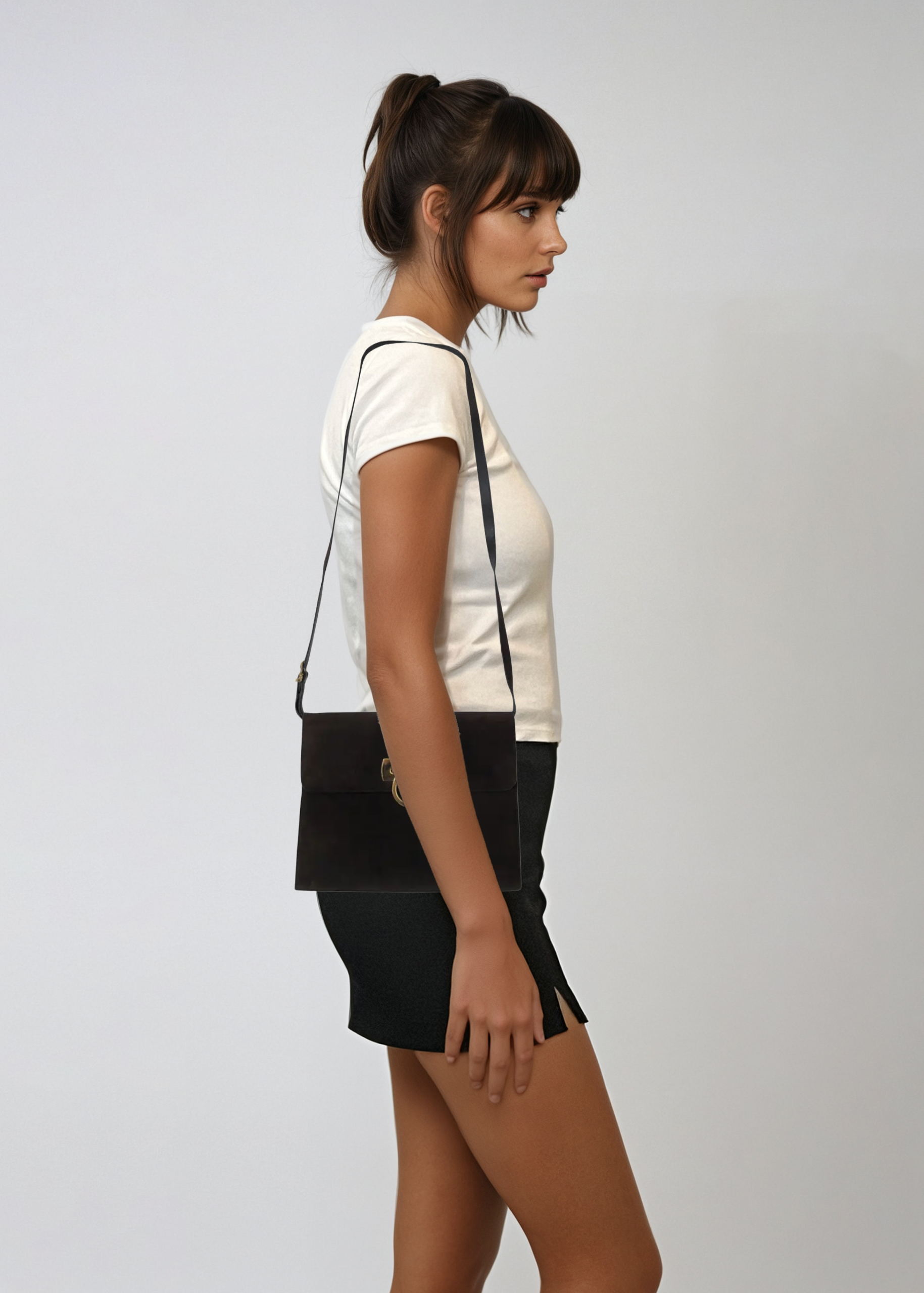 Ferragamo Black Suede Crossbody