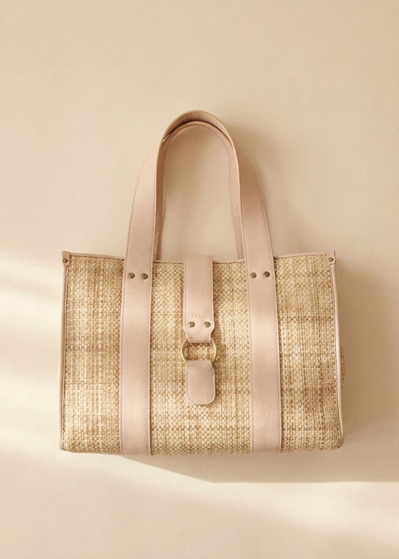 Chloe Raffia and Pink Tote