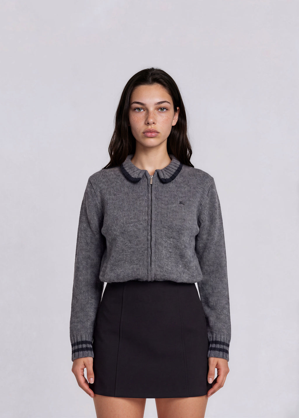 Burberry Grey Knit Zip Jacket