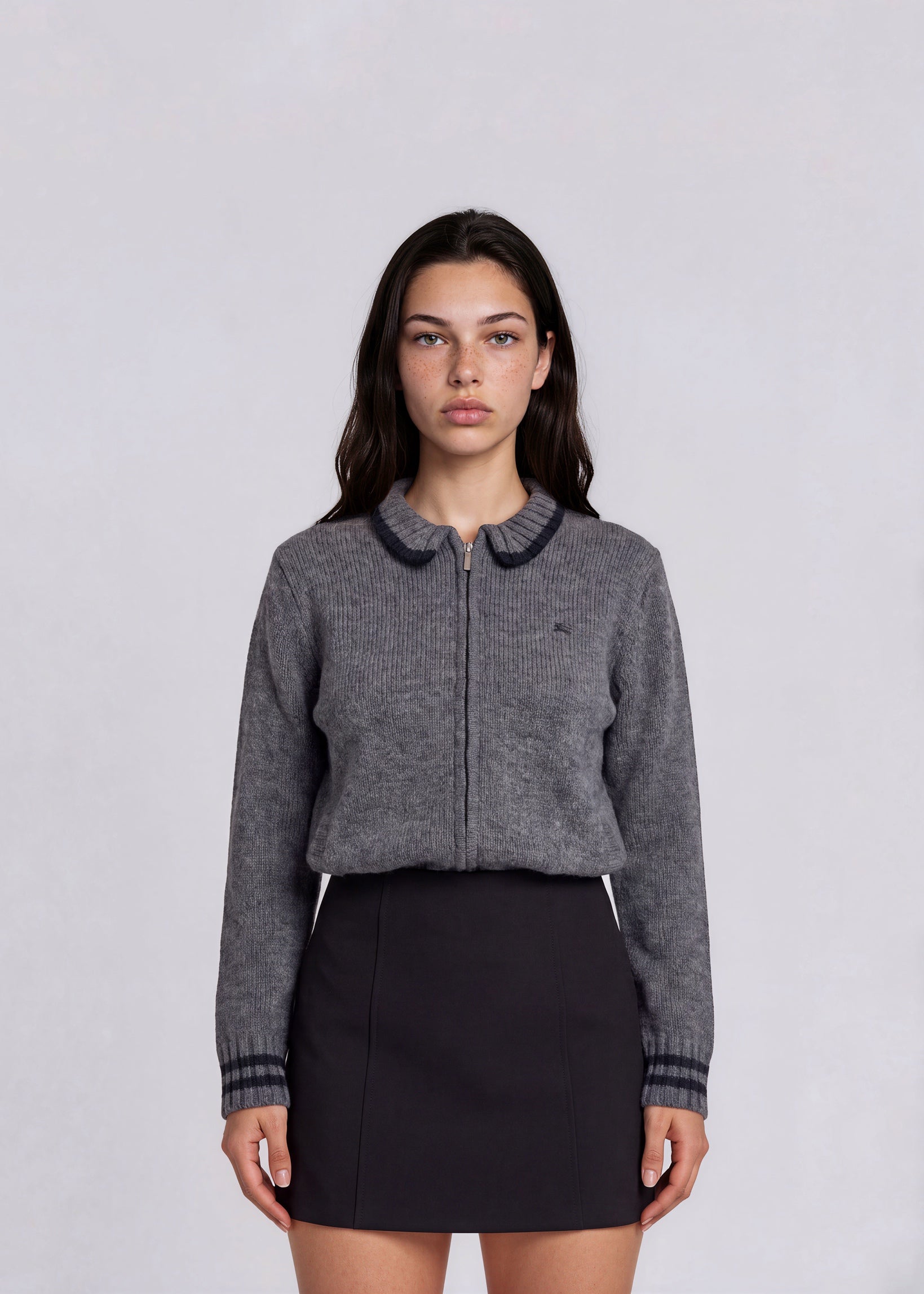 Burberry Grey Knit Zip Jacket