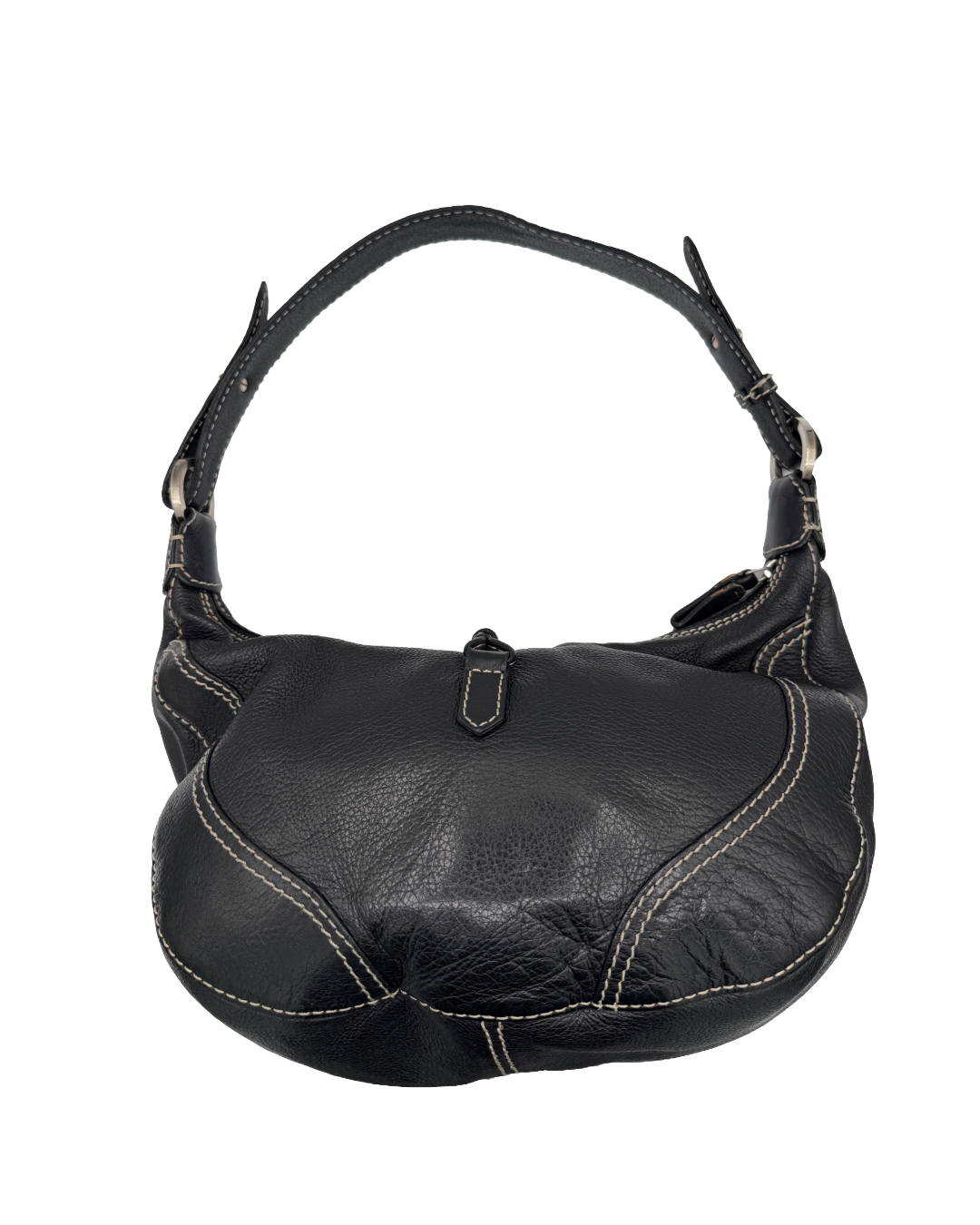 Valentino Black and Silver Leather Hobo Bag