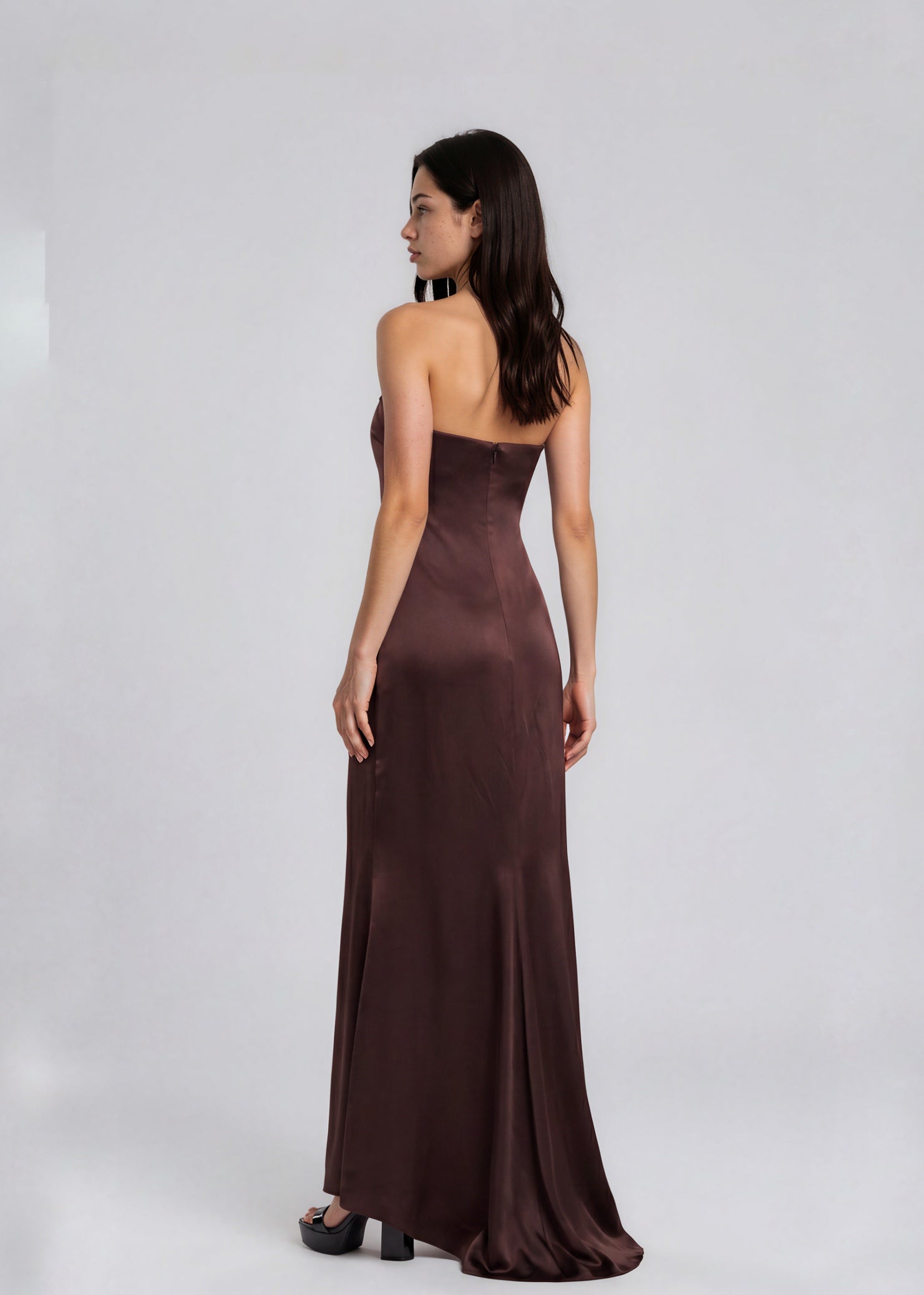 Reem Acra Brown Strapless Dress
