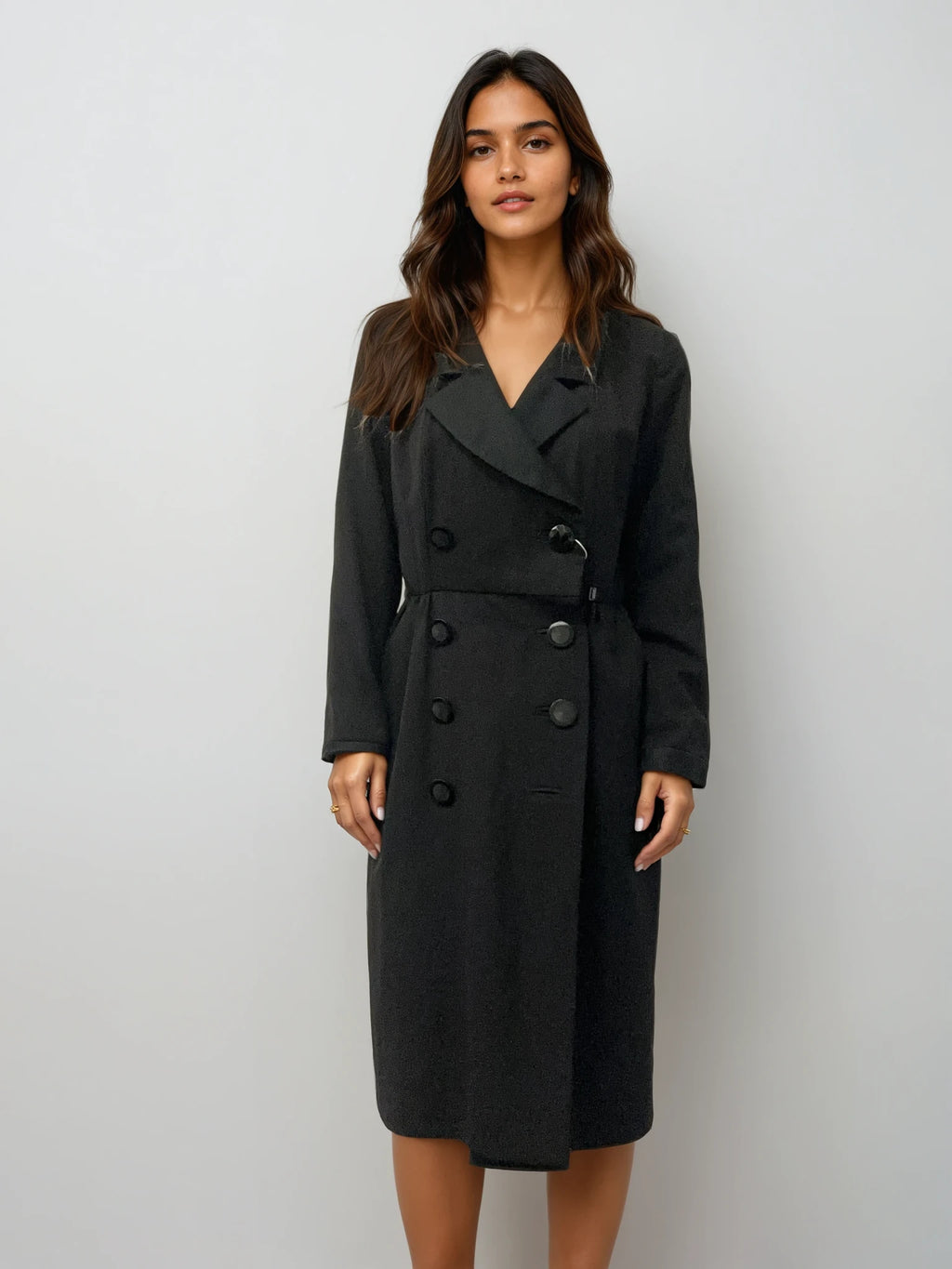 YSL Double Breasted Black Coat