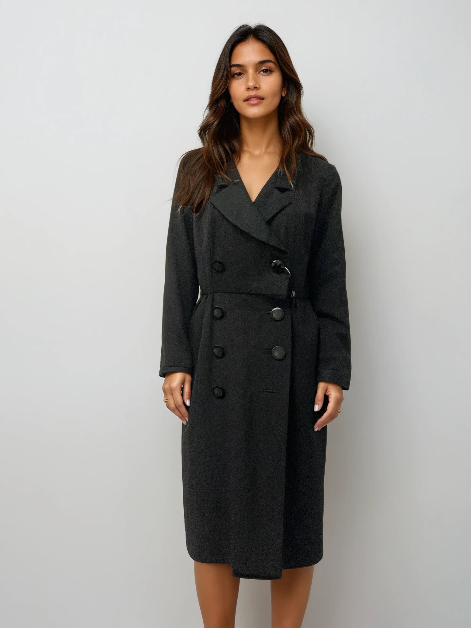 YSL Double Breasted Black Coat