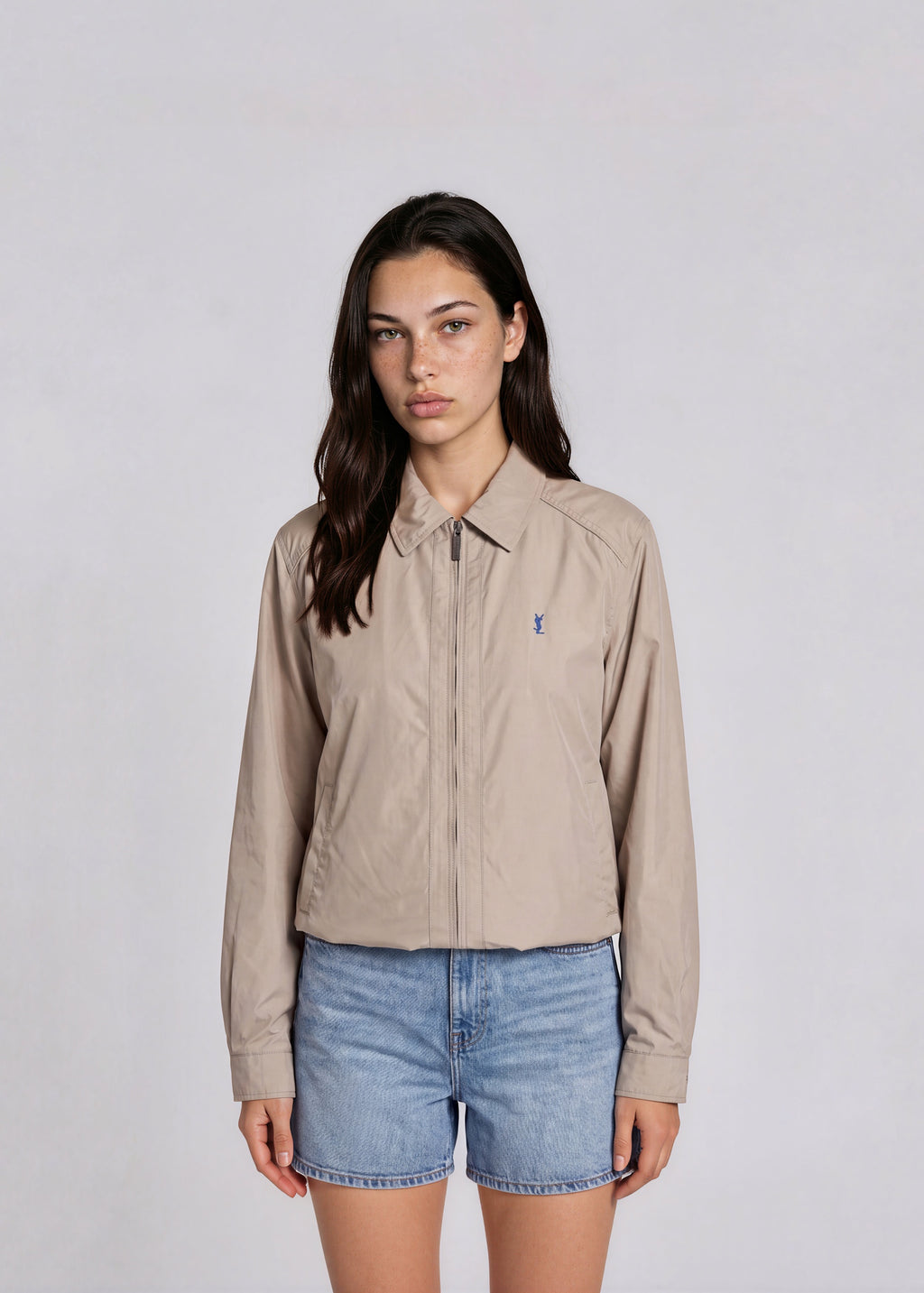 YSL Tan Classic Collared Bomber