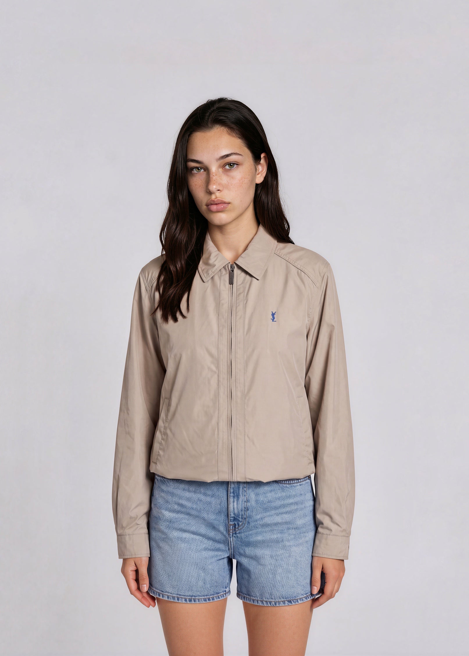 YSL Tan Classic Collared Bomber
