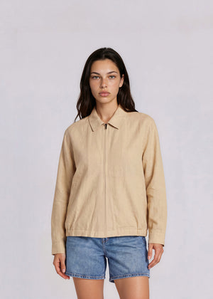 YSL Beige Collared Bomber