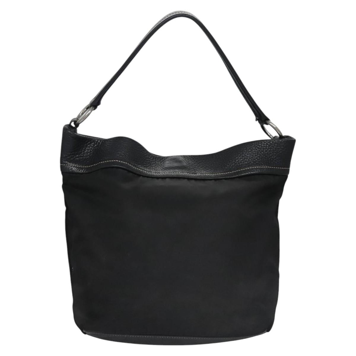 Prada Black Nylon and Leather Hobo Bag