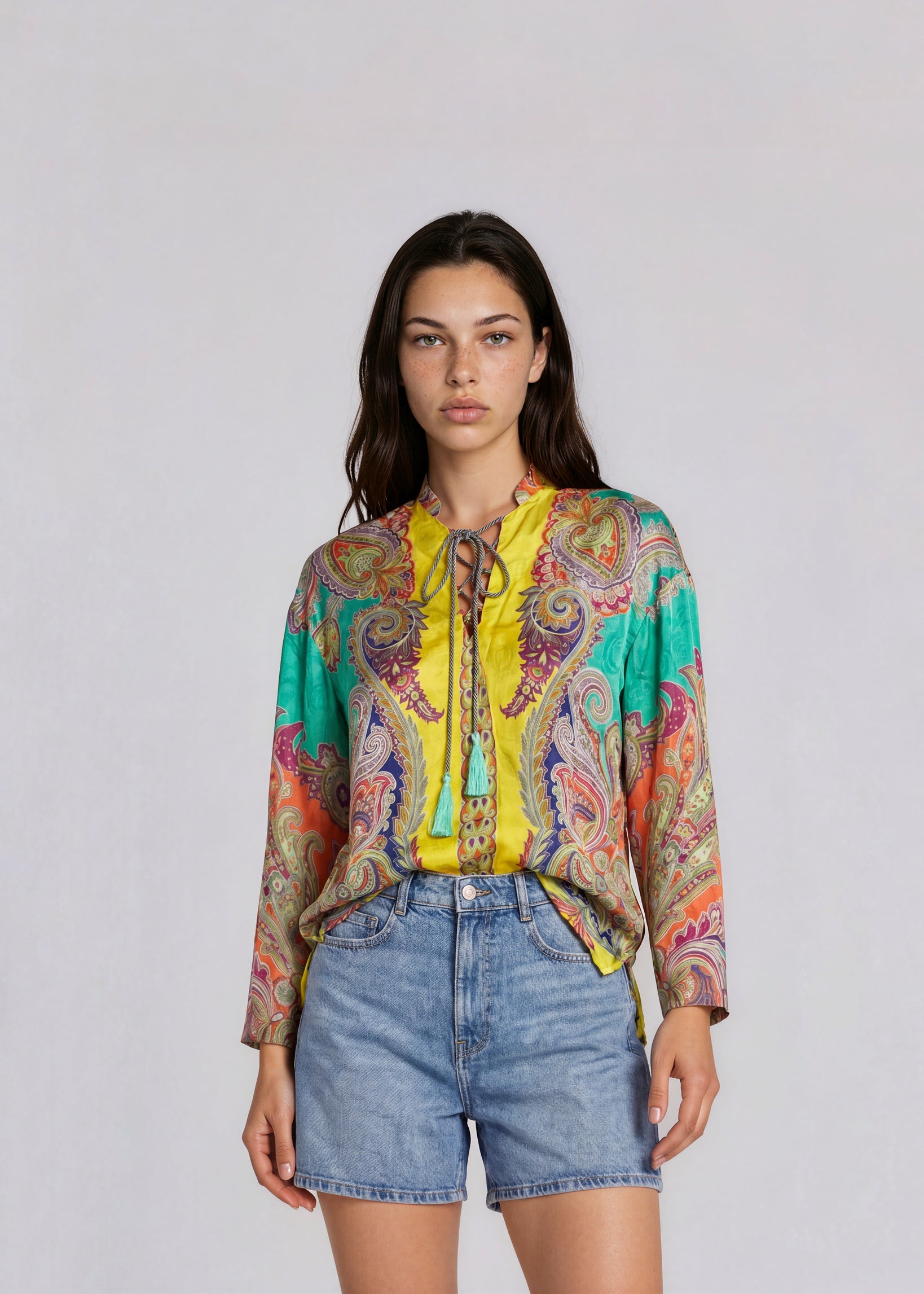 Etro Yellow Paisley Printed Blouse
