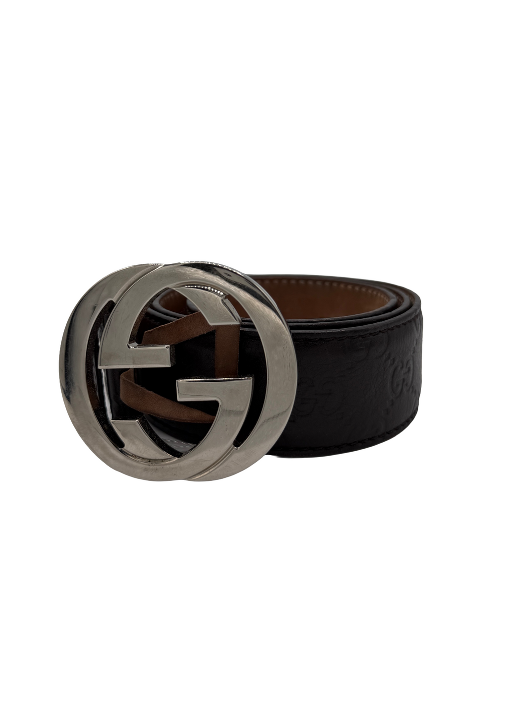 Gucci Brown Monogram Leather Belt