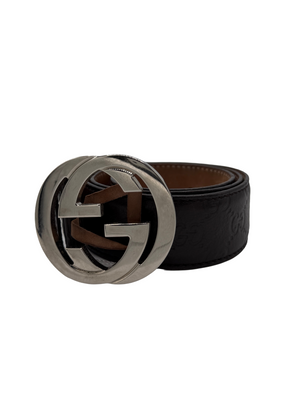 Gucci Brown Monogram Leather Belt