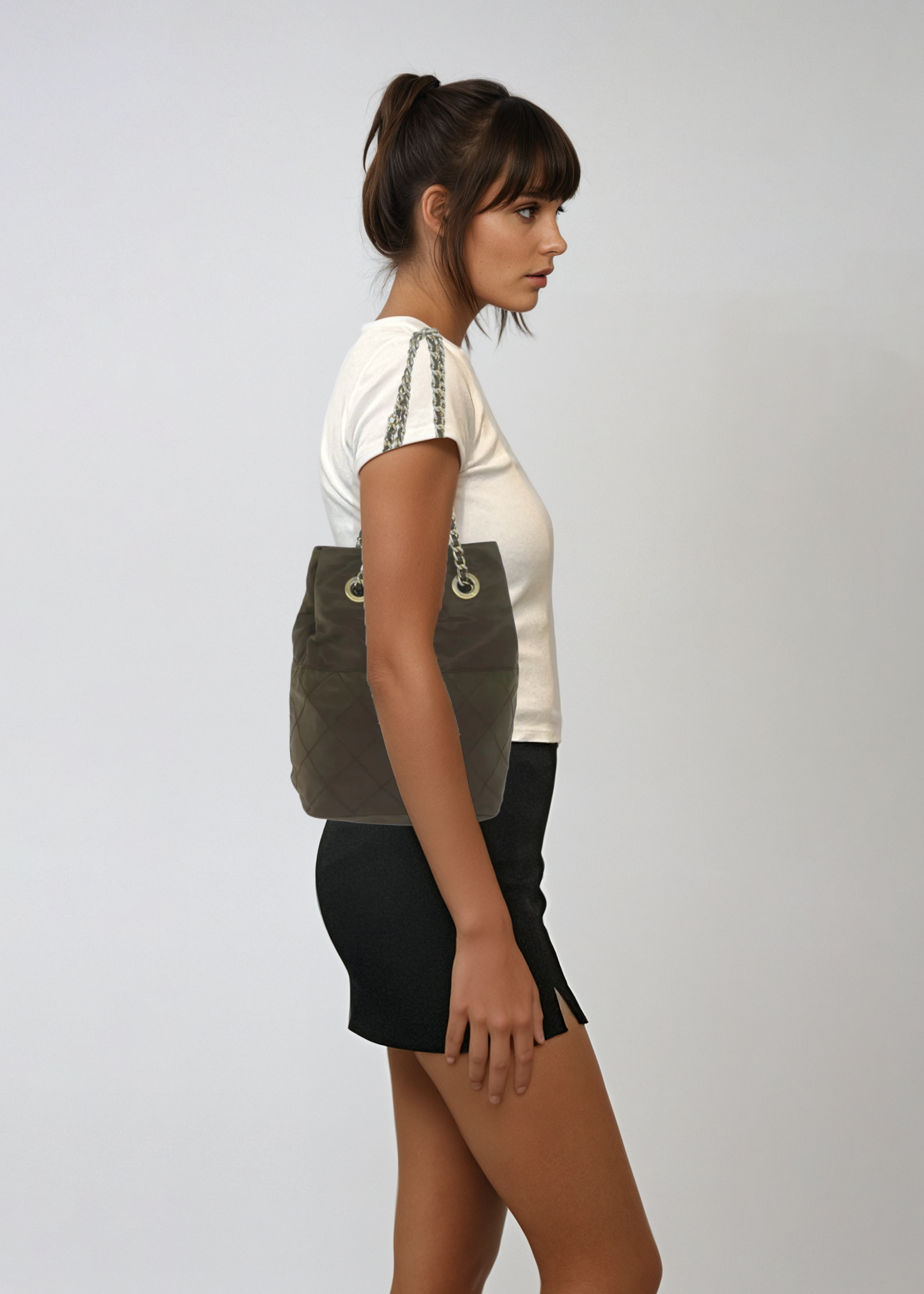 Prada Khaki Chain Shoulder Bag