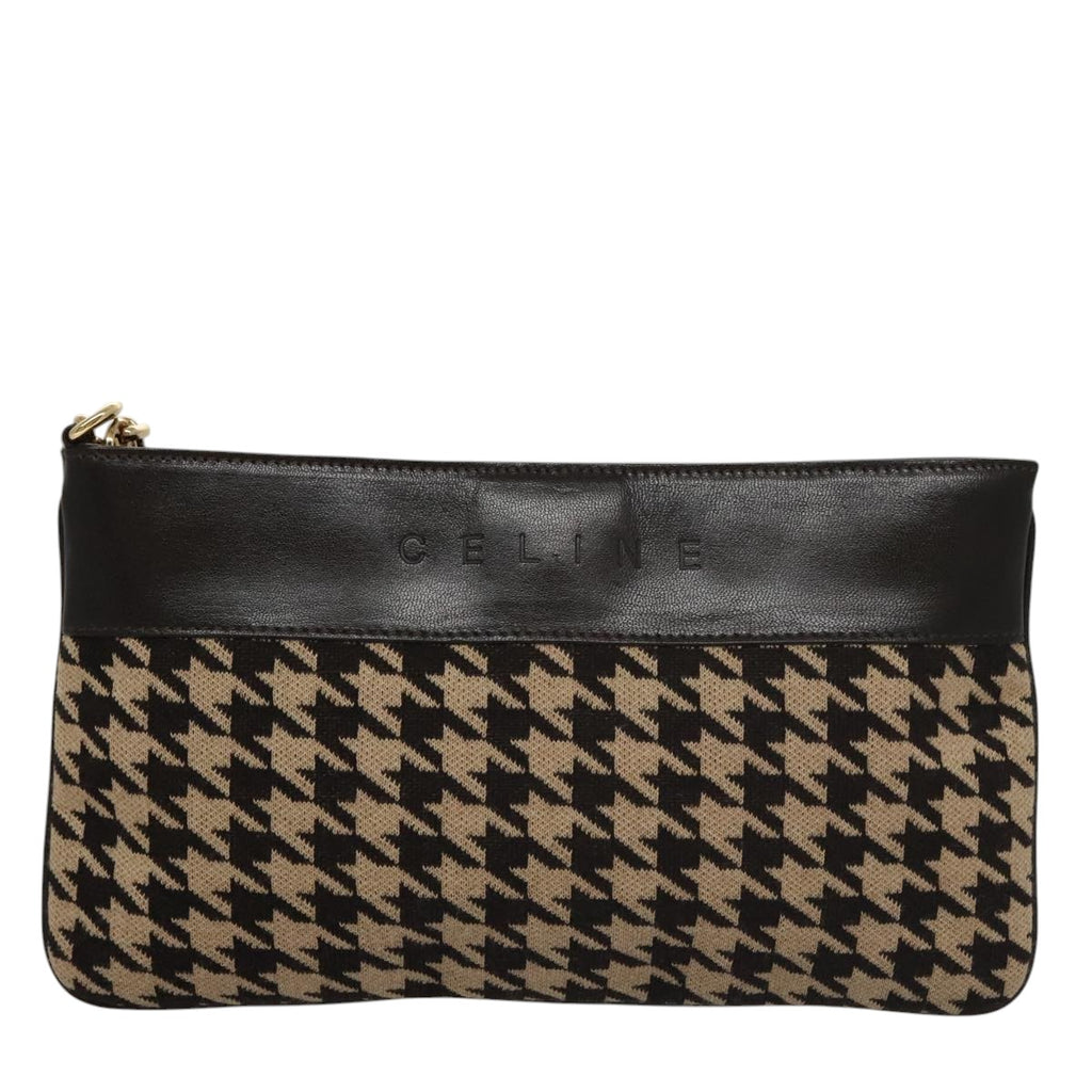Celine Houndstooth Chain Clutch Bag