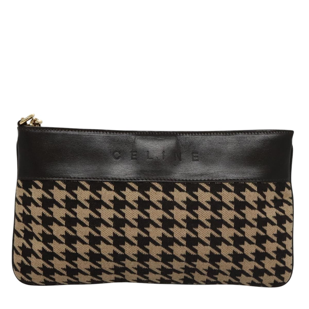 Celine Houndstooth Chain Clutch Bag