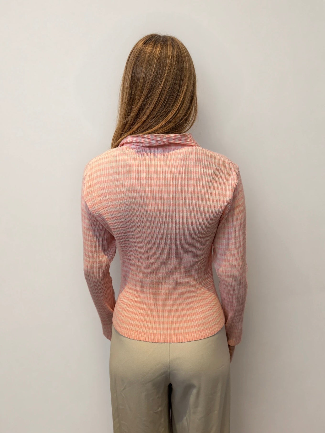 Issey Miyake White and Orange Printed Button Down