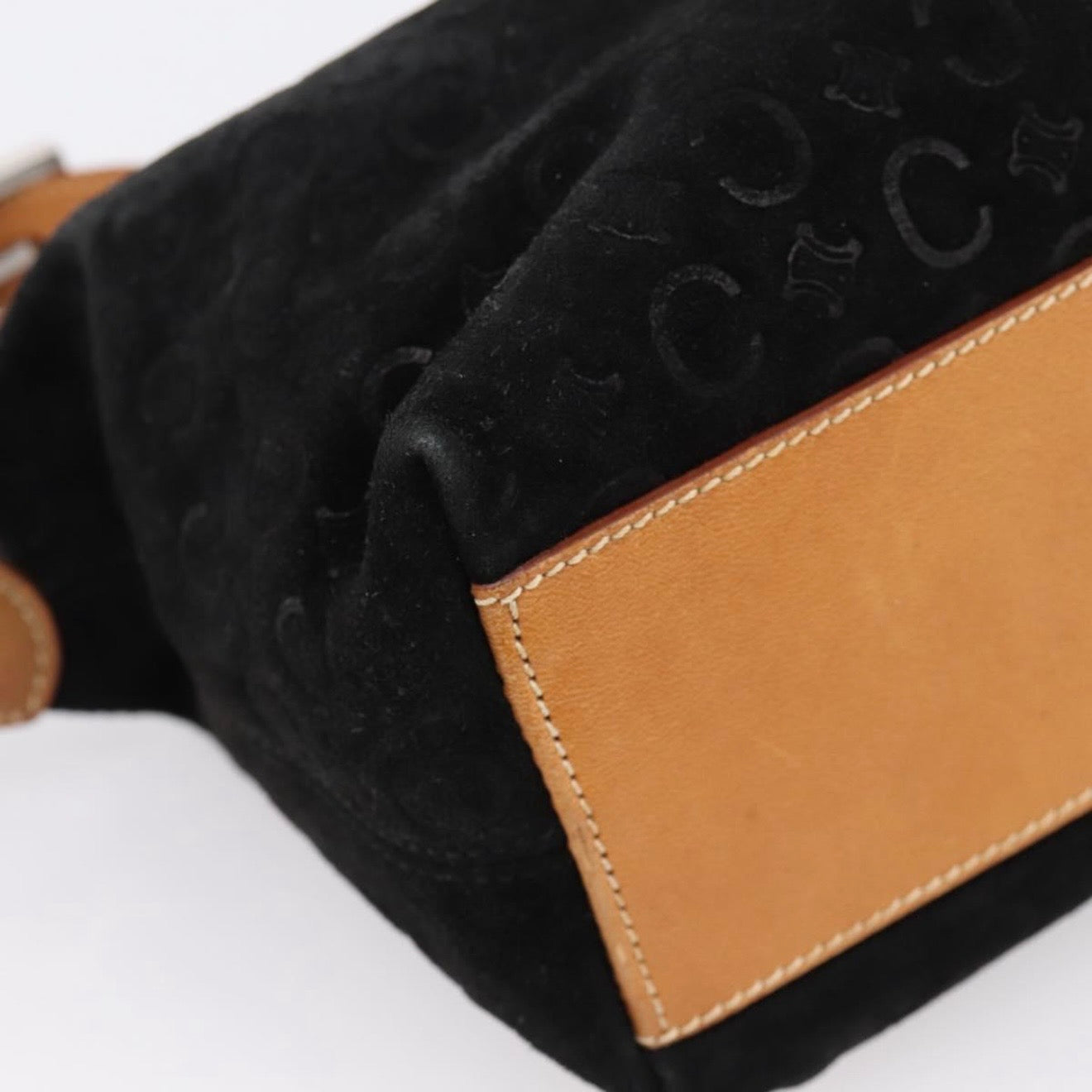 Celine Black Monogram Suede Shoulder Bag