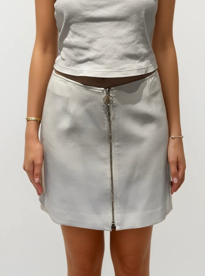 Versace White Zip Mini Skirt