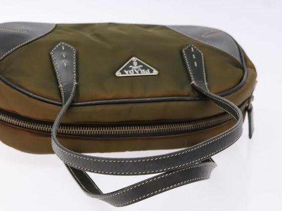 Prada Green Nylon and Leather Bowler Bag