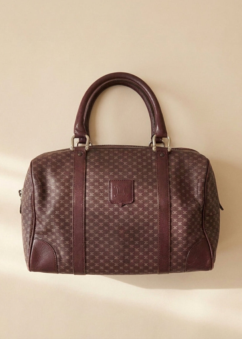 Celine Burgundy Monogram Boston Bag