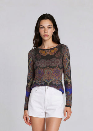 Etro Printed Long Sleeve Mini Dress