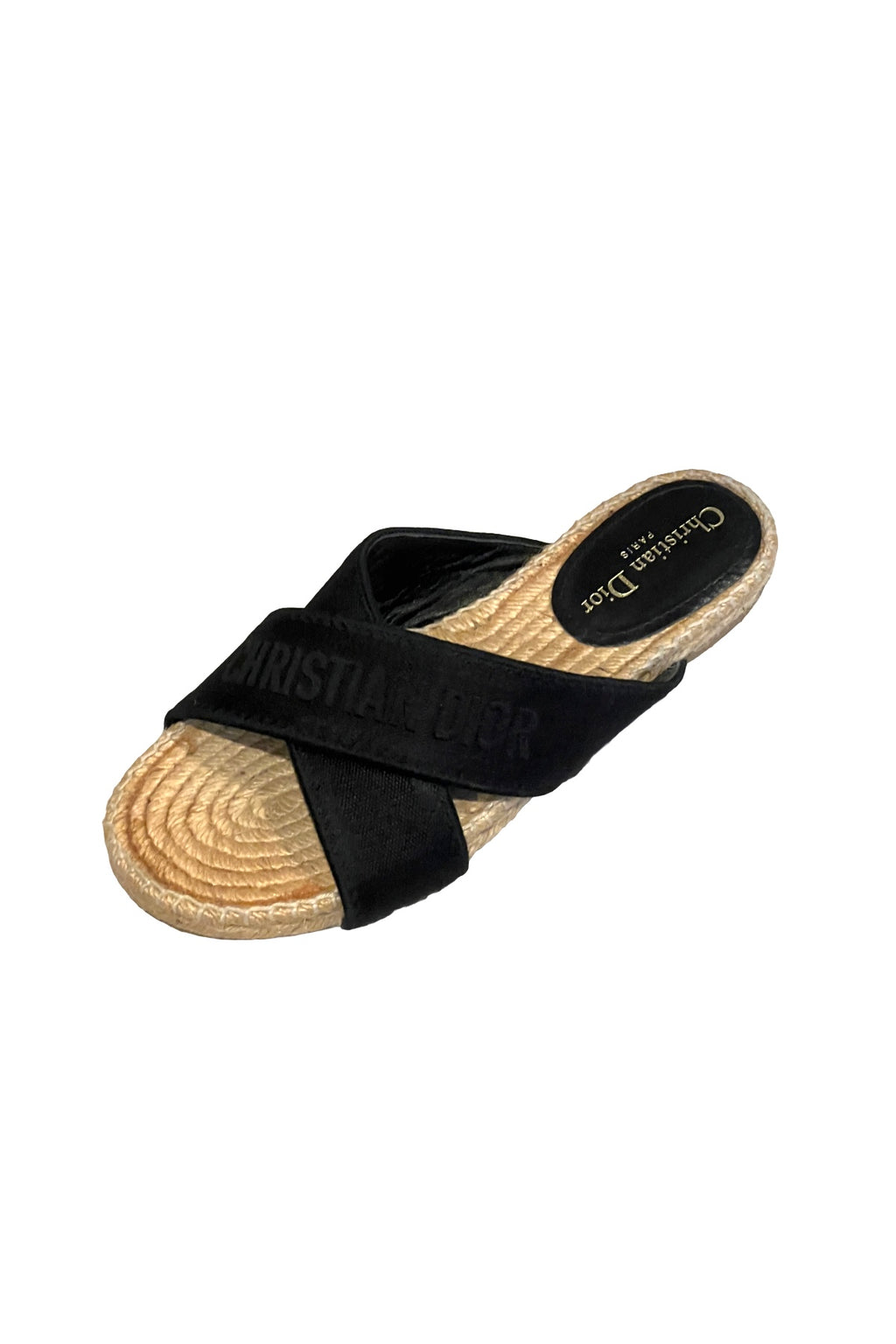 Dior Black Raffia Slides