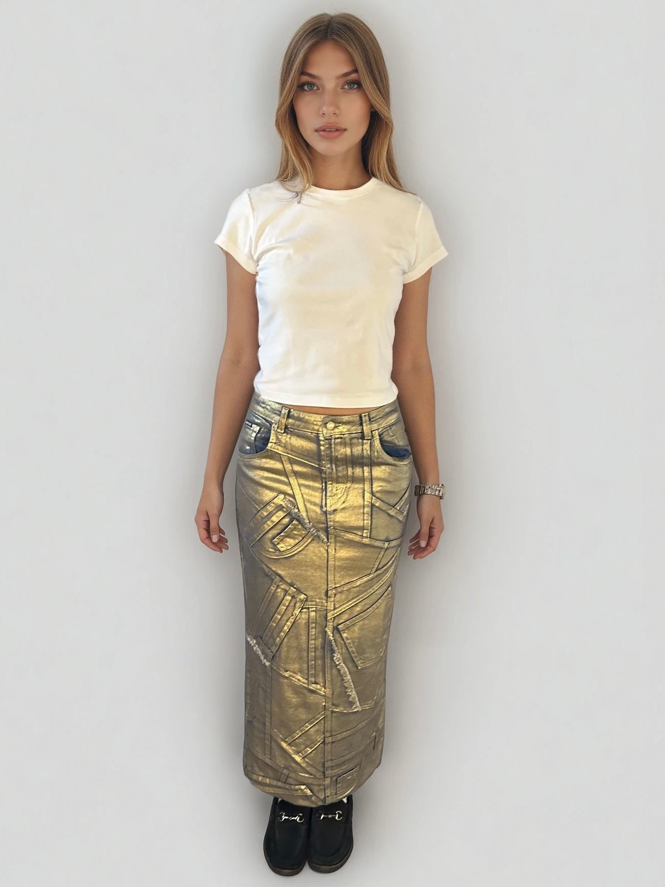 Tom Ford Gold Runway Maxi Skirt