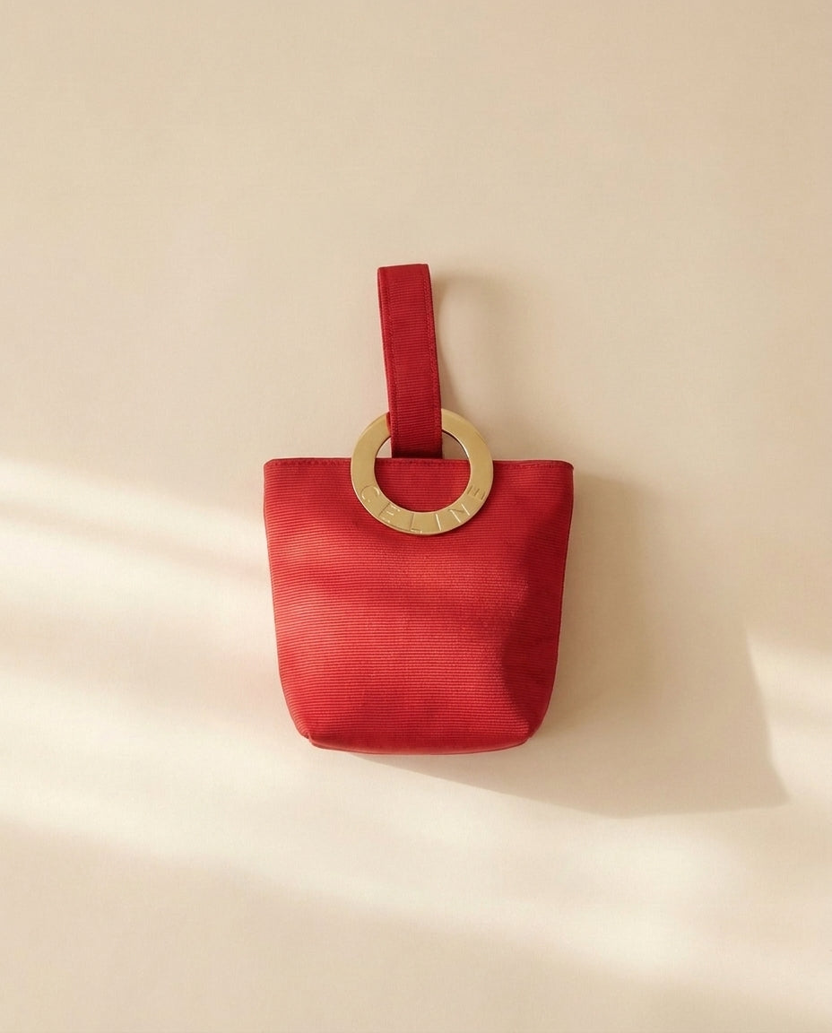 Celine Red and Gold Mini Handbag