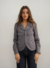 Load image into Gallery viewer, Armani Grey and Blue Plaid Blazer
