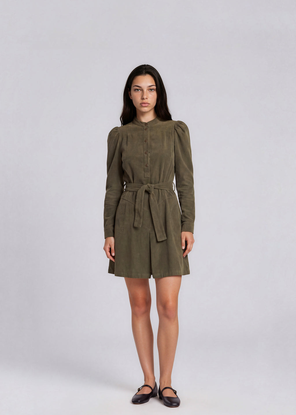 Chloe Green Belted Mini Dress