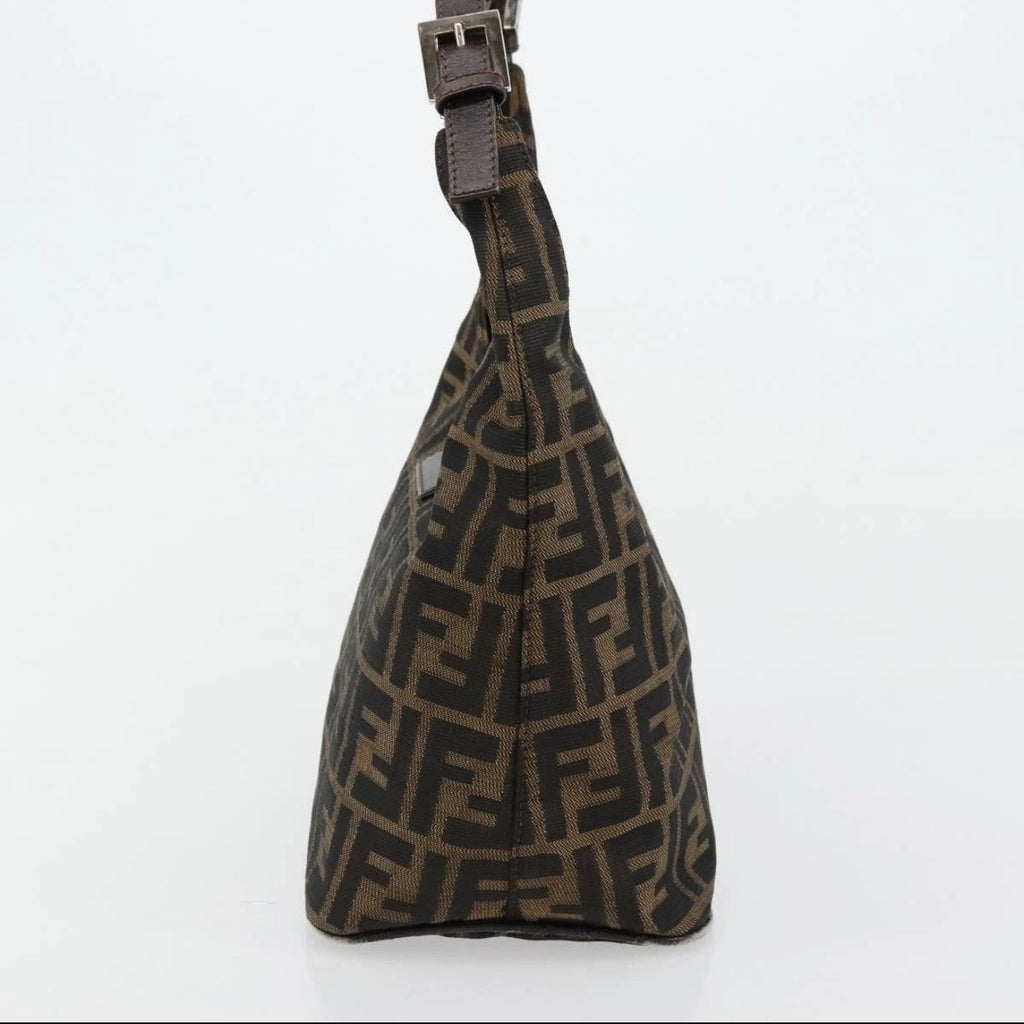 Fendi Brown Zucca Canvas Rounded Baguette