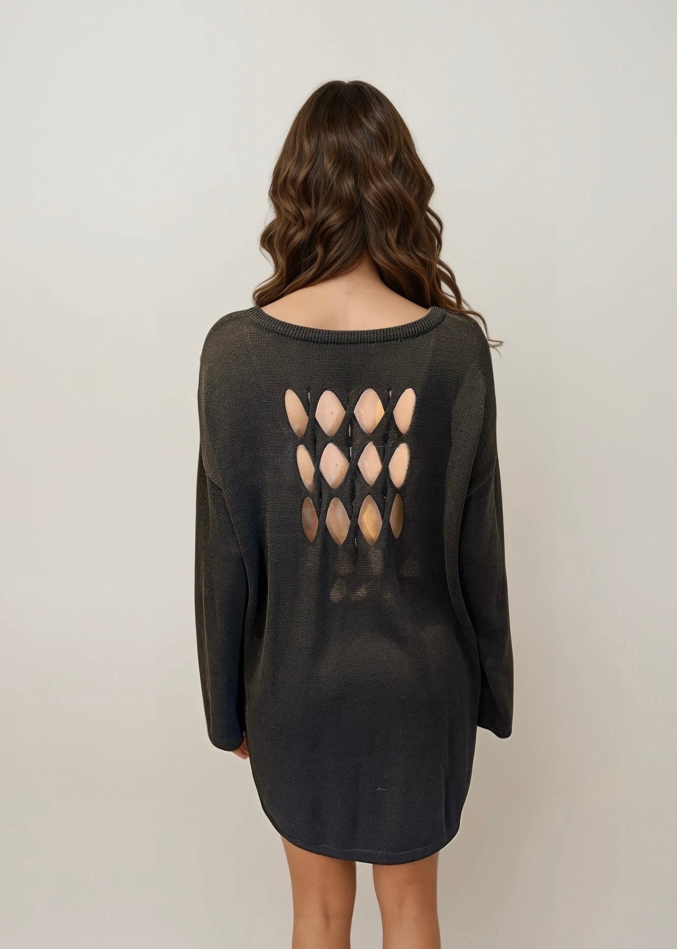 Escada Black Cutout Light Sweater Dress