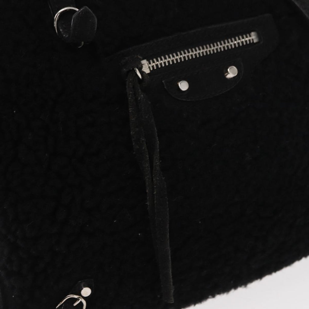 Balenciaga Black Shearling City Bag