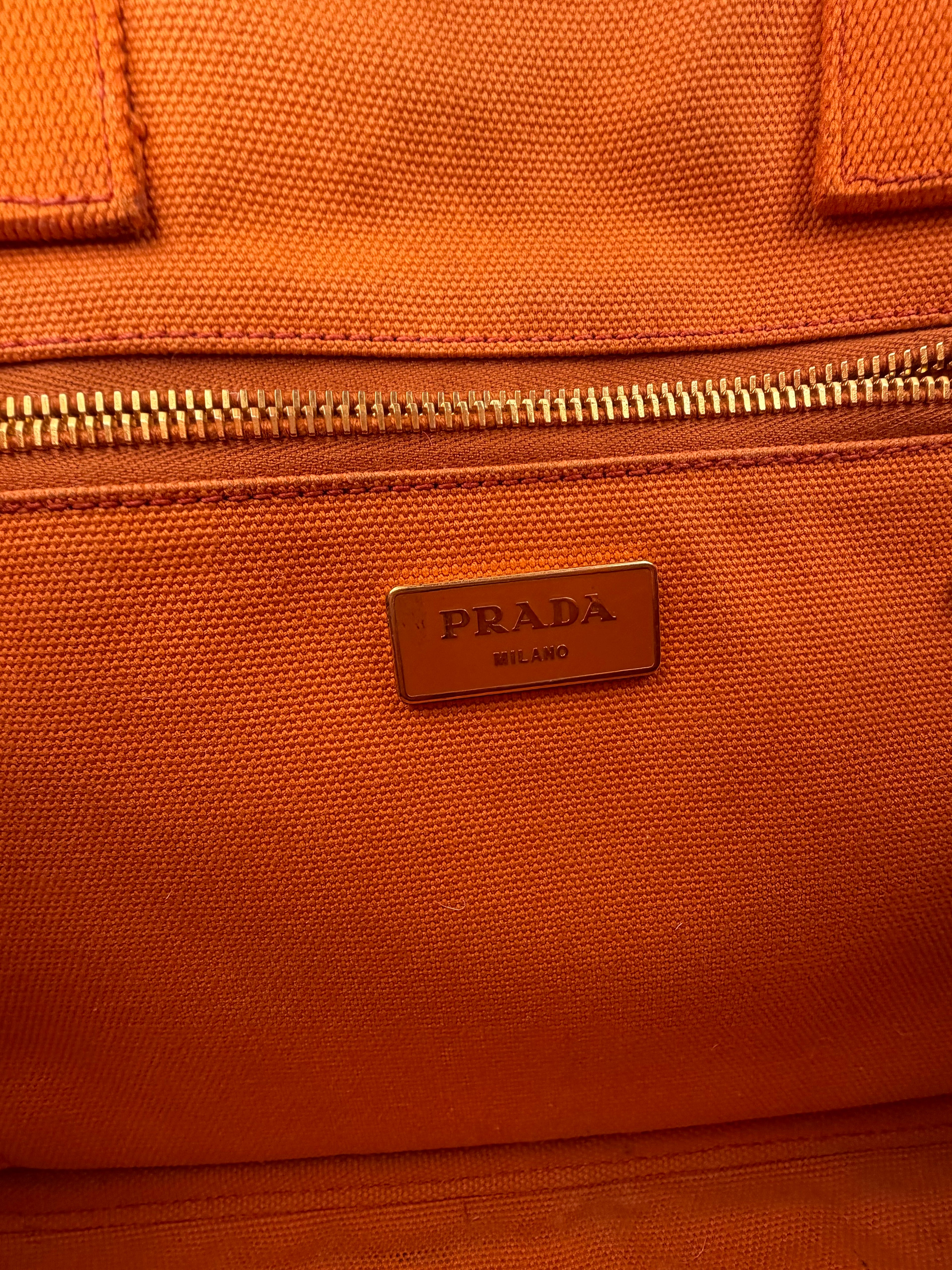 Prada Orange Canapa Tote