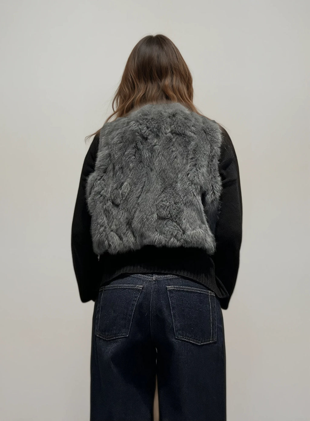 Grey Short Fur Vest