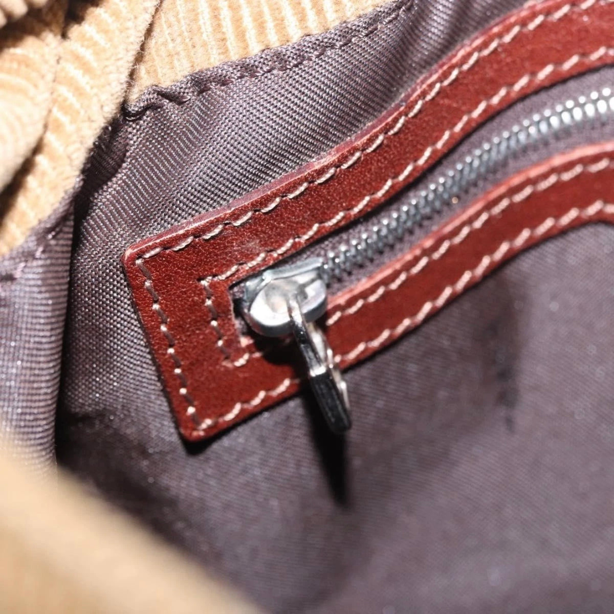 Fendi Tan Corduroy Rounded Baguette
