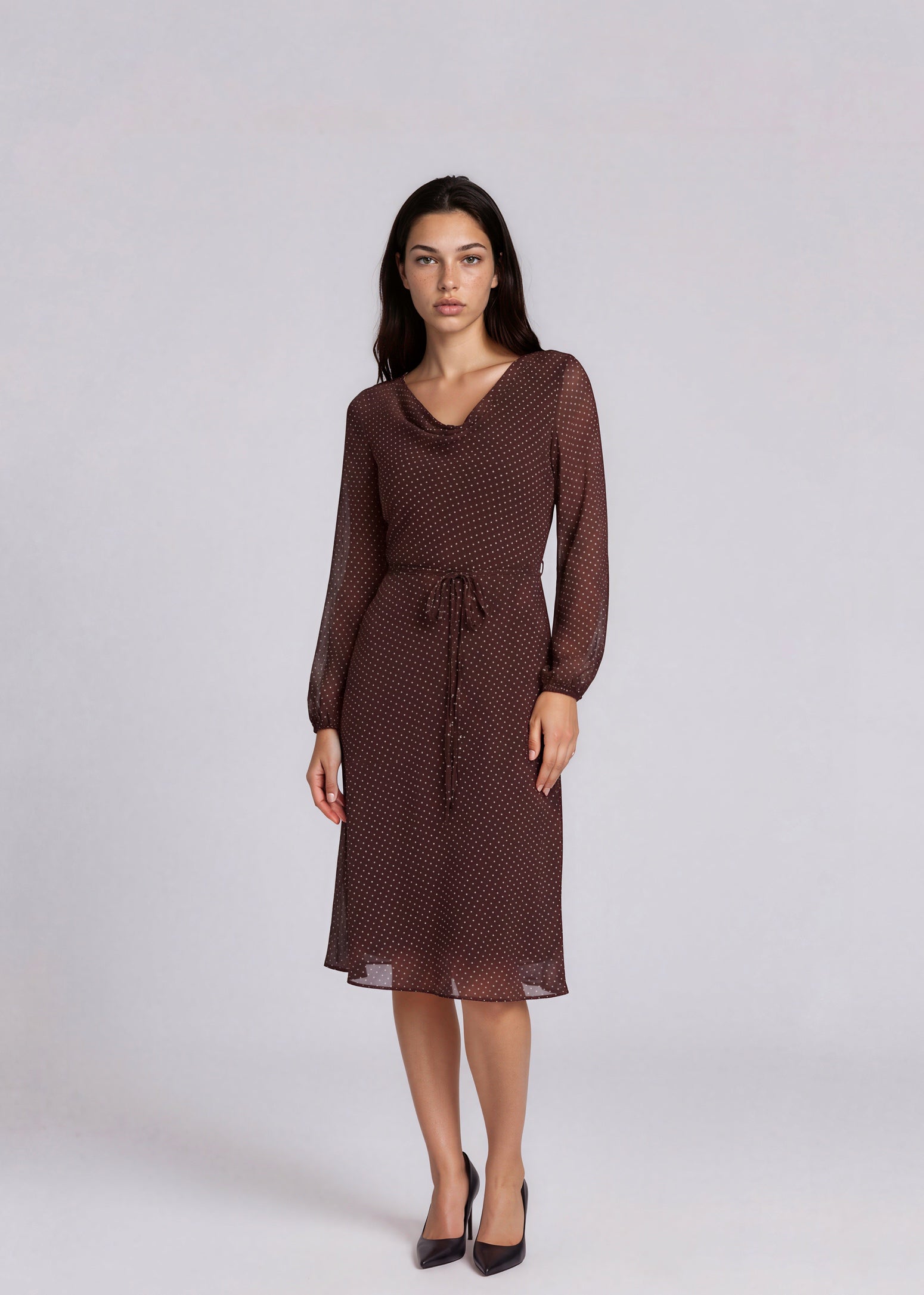 Escada Silk Long Sleeve Polka Dot Dress