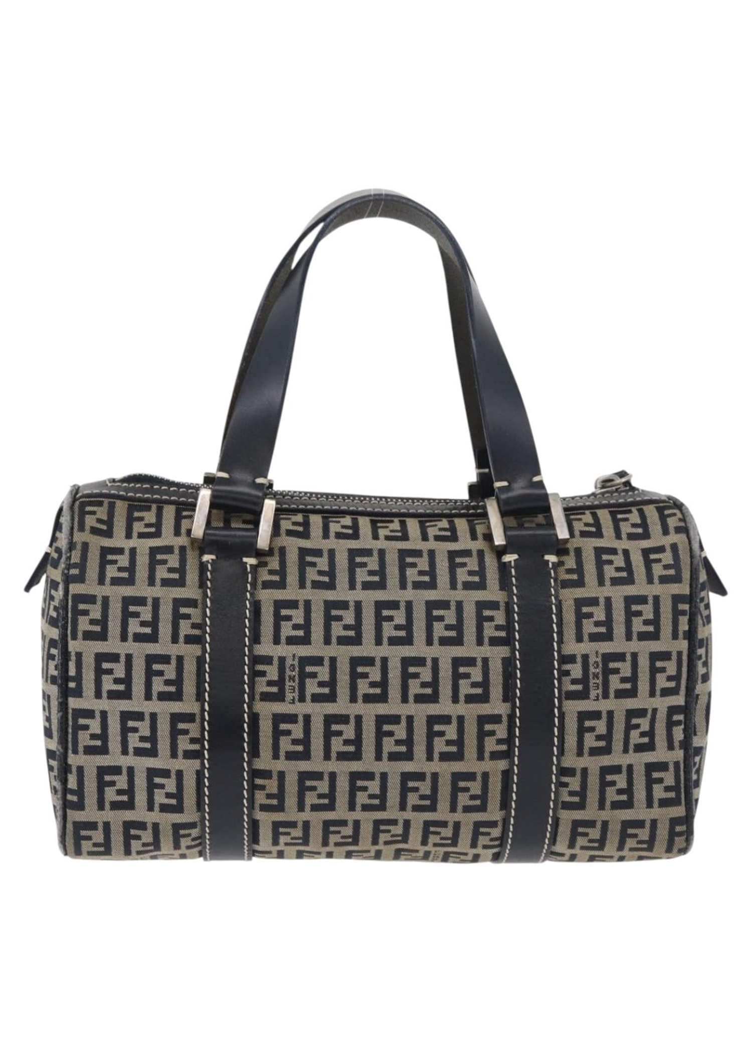 Fendi Navy Zucchino Boston Bag