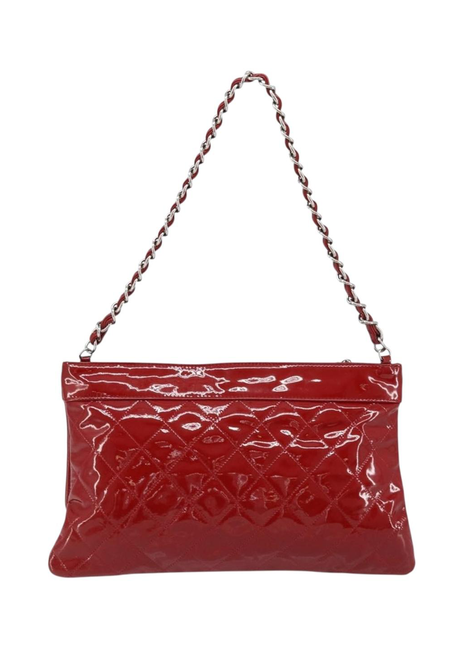 Chanel Quilted Red Patent Shoulder Bag
