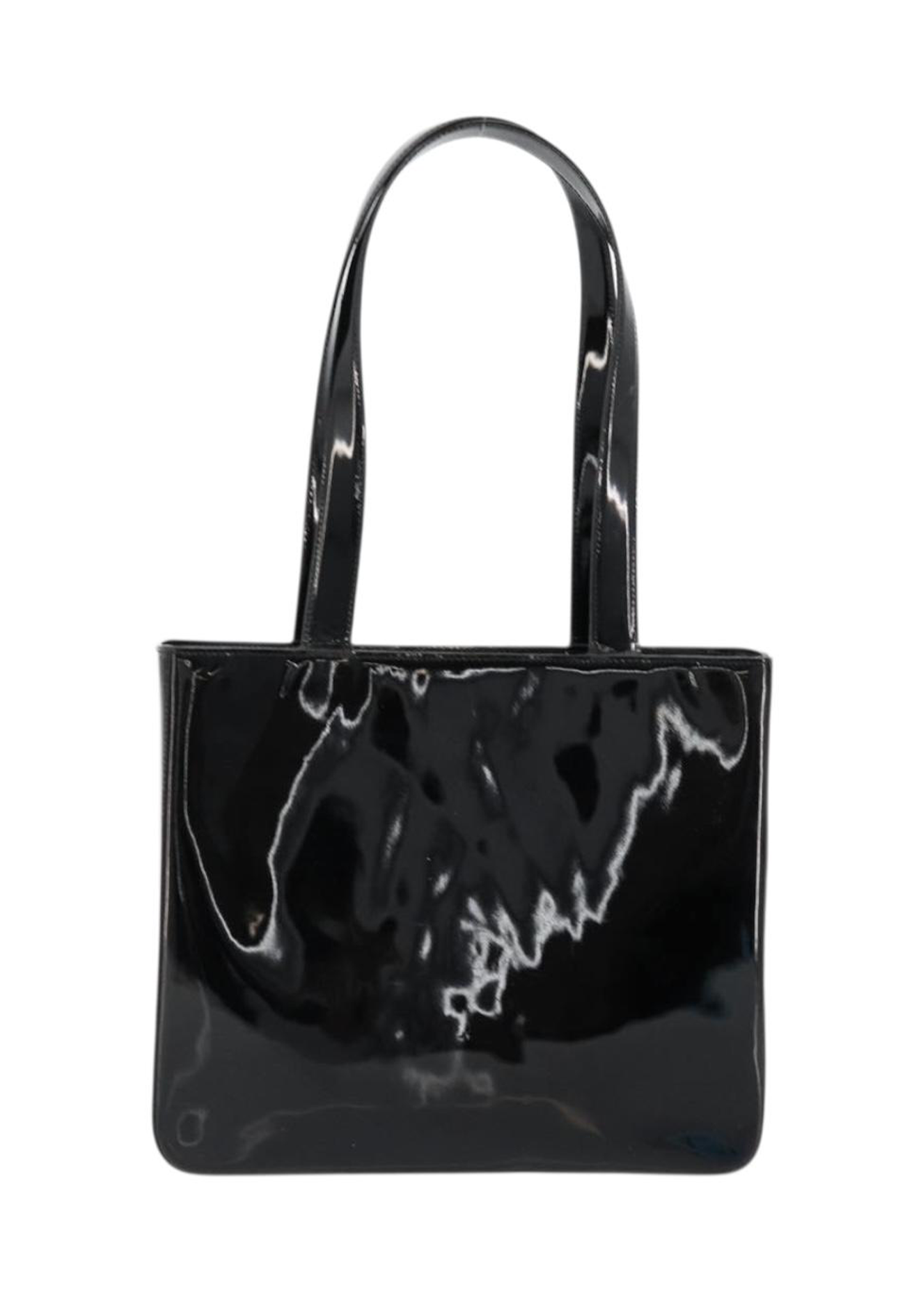 Chanel Black Patent Logo Tote
