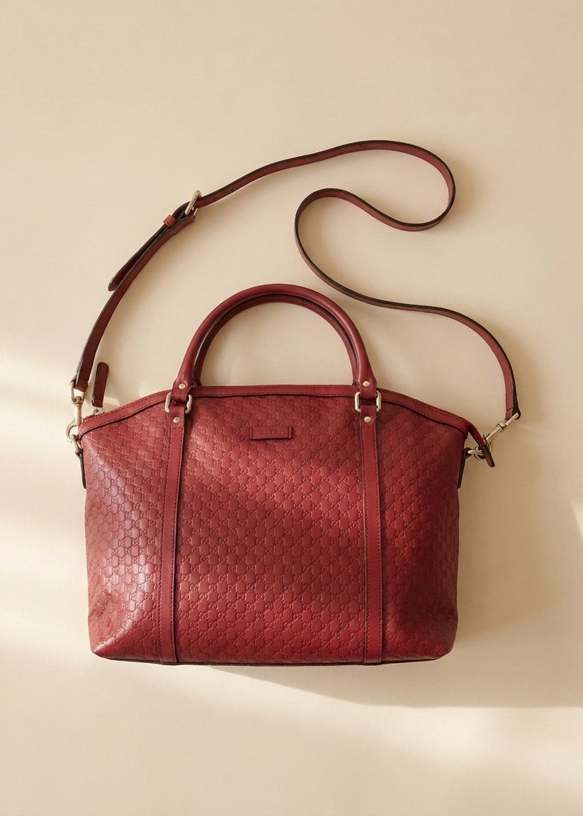 Gucci Monogram Red Leather Handbag