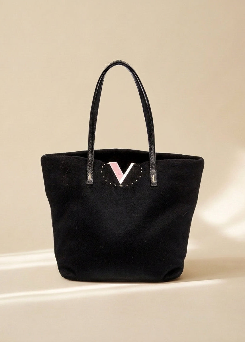 Valentino Black Fleece Tote